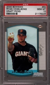 2000 BOWMAN # 63 RYAN VOGELSONG "ROOKIE" SAN FRANCISCO GIANTS PSA 10 GEM-MINT - Picture 1 of 1