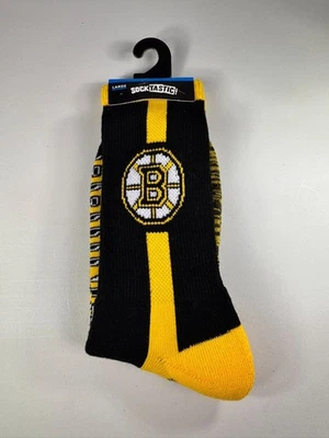 Boston Bruins Socks Men’s Size Large NHL Licensed Black Gold Socktastic! New - Image 1 of 3