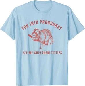 Retro Racoon You Into Pronombres Let Me She Them Tetas Camiseta Sudadera con Capucha - Imagen 1 de 7