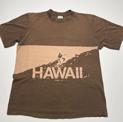 Camisa Vintage Puntada Única Camisas Locas Hawaii Surf AOP Talla L Marrón Años 70 80 Foto 1 de 4