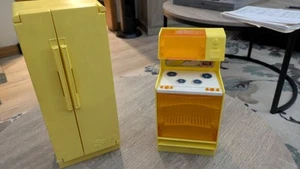 Vintage 1978 Barbie Traumhaus gelb orange Kühlschrank & Herd viel cool! - Bild 1 von 24