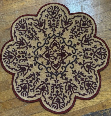 Antique Victorian Hand Beaded Centerpiece Doily 24" W/ Silk Backing - Image 1 of 4