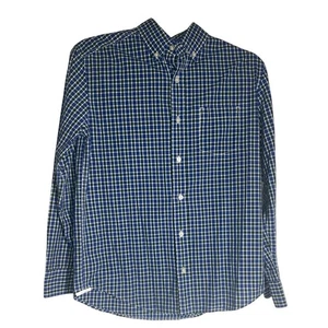 J. Crew Crewcuts Kids Collard Button Down Plaid Shirt Blue White Green Kids 14 - Picture 1 of 6