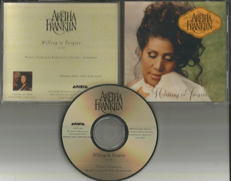 ARETHA FRANKLIN Willing to Forgive 1994 PROMO Radio DJ CD single USA - Image 1 of 1