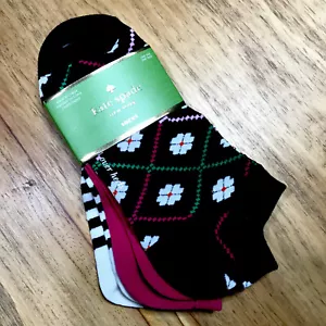 Calze Kate Spade New York No Show 3 paia donna taglia 4-10 nere floreali/multi - Foto 1 di 5
