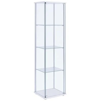 Bowery Hill Modern Metal 4 Shelf Glass Display Case in White - Image 1 of 4