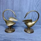 Vintage Mid Century Brass Dancing Swans Set Of 2 Collectible Decoration 1970S