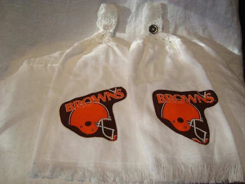 Cleveland Browns NFL Football Set/2 Handmade Kitchen Hand Fridge Golf Bar Towels Cover