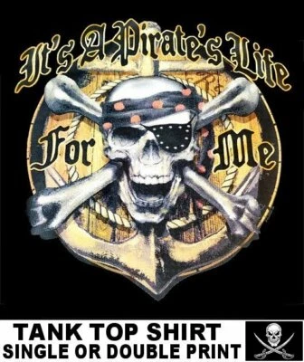PIRATE LIFE FOR ME CARIBEAN CALAVERA HUESOS CRUZADOS ESPADAS JOLLY ROGER CAMISETA SIN MANGAS 230 Foto 1 de 4