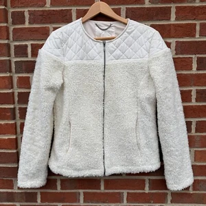 Prana Lux gesteppte Sherpa Fleece Jacke Large creme lässig kuschelig schick Cabincore - Bild 1 von 11