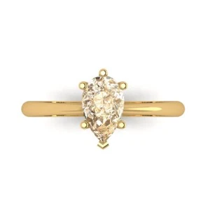 1Ct Pear Cut Natural Morganite Solitaire Engagement Ring, 14K Yellow Gold - Picture 1 of 11