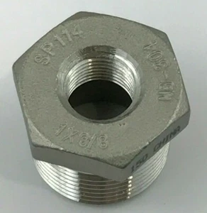 HEX BUSHING M414-1606 , 1 x 3/8"NPT Male x Female 304 SS, Free shipping - Picture 1 of 5