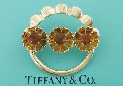 Broche de citrino flor oro amarillo 14k Tiffany & Co vintage 1,4" 10,5 gramos Foto 1 de 4