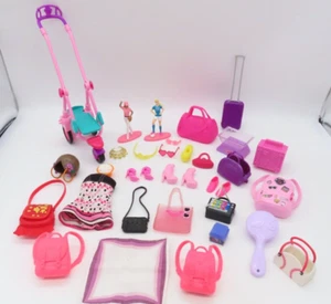 Lot Of Barbie Doll Accessories Lot Purses Shoes Backpack Brush & More - Picture 1 of 9