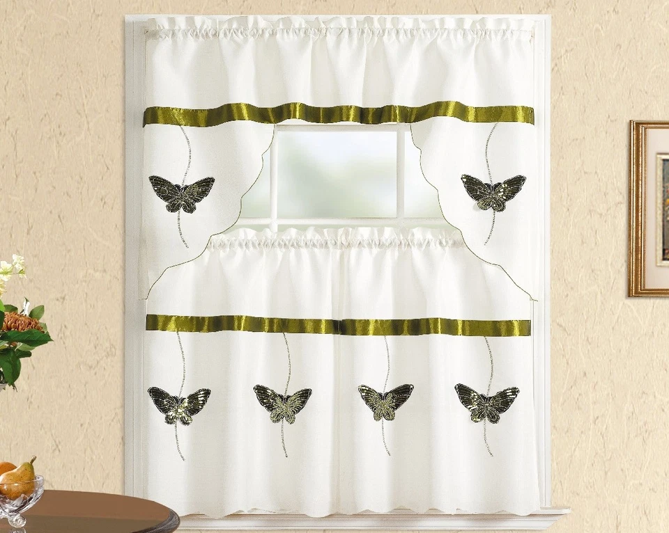Набор кухонных занавесок Ruth Kitchen Curtain with Swag and Tier 36 дюймов от Mystique® - Изображение 1 из 1