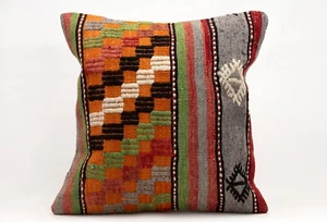 Kilim Pillow Cover, 20x20 in, Decorative Sofa Cushion, Handmade Boho Pillow - Picture 1 of 4