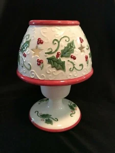 Portador votivo de Navidad bayas de acebo de cerámica de colección - Imagen 1 de 6