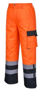 Pantalones de contraste PORTWEST Hi Vis - forrados impermeables con cremallera tobillos seguridad S686 - Imagen 1 de 4