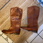 Frye Melissa Button Brown Cognac Leather Riding Women Tall Boot Size 7.5 B