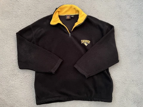 VINTAGE Pittsburgh Penguins Adult Medium Black Fleece 1/4 Zip Mock Neck Mens Cover