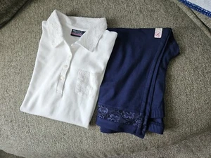 Nautica Girls School Uniform Polo Lace Top  White, So Lace Capri Leggings, L 12 - Picture 1 of 9