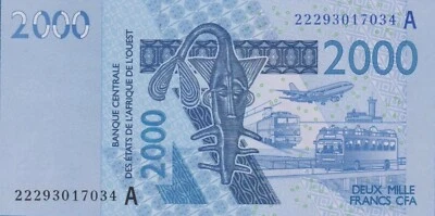2022 West African States 2000 Francs Banknotes UNC. Two Thousand African Bill. - Image 1 of 2