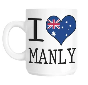I Love Heart Manly Australia Flag Gift Mug novelty Present - Picture 1 of 1