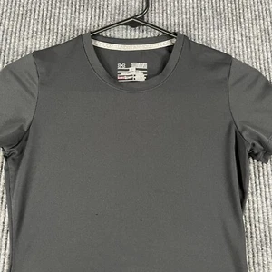 Under Armour Shirt Youth Girls Medium Black Short Sleeve Fitted Heat Gear Active - Picture 1 of 9