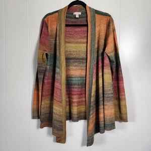 Vintage White Stag Boho Layered Open Cardigan Duster Ombre Knit Autumn Large - Picture 1 of 7