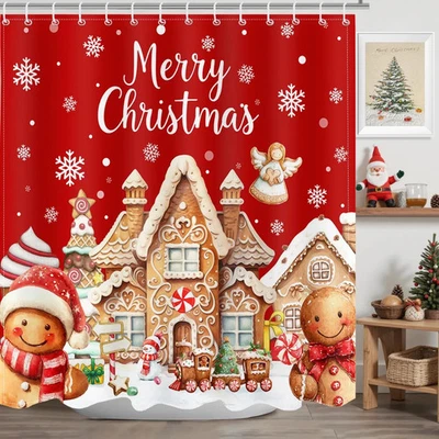 Занавеска для душа Mocsicka Merry Christmas милая красная рождественский пряничный человек душ... - Изображение 1 из 4
