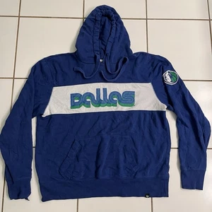 47 Brand Dallas Mavericks Hoodie Blue White Retro Logo Pullover Men’s Large - Picture 1 of 11