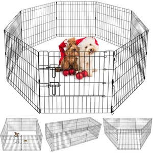Tragbarer 8-Panel Haustier Laufstall 24" für drinnen & draußen sicheres Tiergehege - Bild 1 von 9
