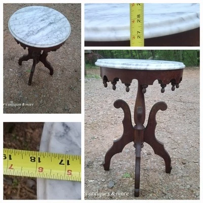 Walnut Victorian Marble Top Center Table Ca.1870 Pelham Shell Leckie Table - Image 1 of 4