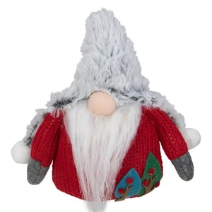 Northlight Peluche Rojo y Gris Gnomo Relleno Adorno de Navidad 6 pulgadas - Imagen 1 de 5