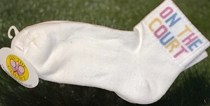 VNTG 90s On The Tee Damen weiß sportliche Tennissocken auf dem Platz NEU Einheitsgröße - Bild 1 von 6