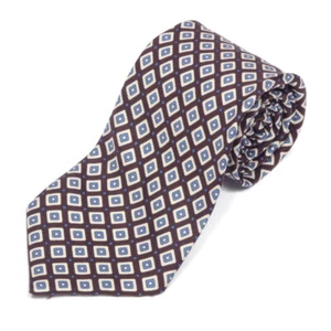 HUGO BOSS Baldessarini Optical Geometric Purple Blue Diamond Men's Silk Neck Tie - Picture 1 of 4