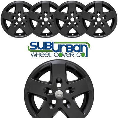 Jeep Wrangler # 7907-GB 2007-2018 17" 5 radios negro brillante cubiertas de rueda juego nuevo/4 Foto 1 de 4
