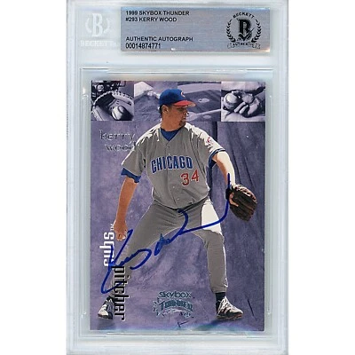 Kerry Wood Signed 1999 Skybox Thunder #293 Card AUTO Beckett BAS Slabbed Cubs - Image 1 of 4