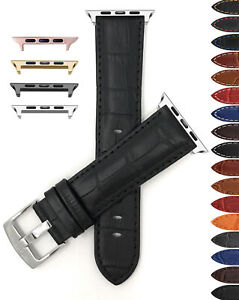 Leather Watch Strap for Apple Watch Band, Series 6 5 4 3 2, 38mm 40mm 42mm 44mm