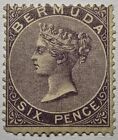 BERMUDY 1865 WSPANIAŁE RZADKIE 6d matowy fiolet 'CC' p14 oryginalna guma. 2000€.Sc4. WYBITNY