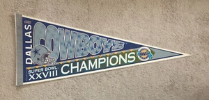 1993 Dallas Cowboys Super Bowl XXVIII Champs Back to Back pennant Aikman Smith - Picture 1 of 4