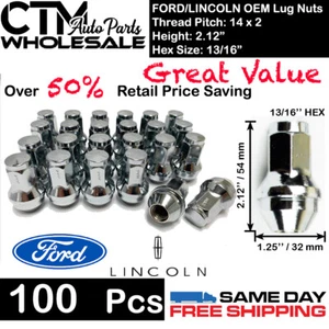 100 PCS CHROME FORD OEM FACTORY 14X2 WHEEL LUG NUT WHOLESALE GREAT SAVING - Picture 1 of 1