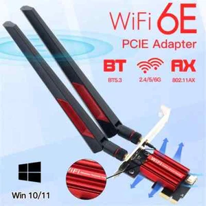 Wifi6E PCI Express Wireless Adapter Bluetooth 5.3 5400Mbps Ethernet Network Card - Picture 1 of 17