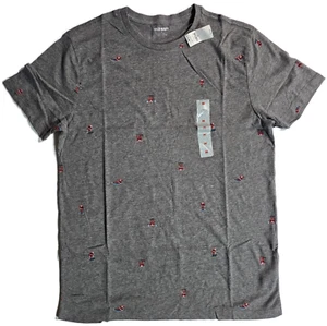 Old Navy Men Soft Washed T-Shirt Heather Gray Tiny Santas Short Sleeve Size M - Picture 1 of 14