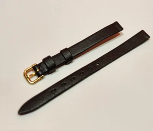 Vintage Soft Leather Watch Band 8mm Regular Length Color Brown Gold Tone Buckle - Picture 1 of 7