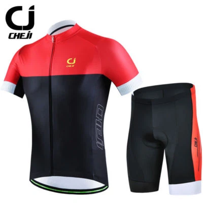 CHEJI красно-черный велосипед Джерси и шорты из спандекса с подкладкой мужской велосипед одежды набор - Изображение 1 из 4