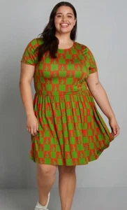 Modcloth Plus Sz 2X Checked Tree Knit Dress Christmas NEW - Picture 1 of 3