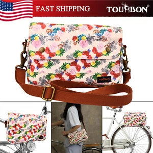 TOURBON Mujer Bolso de Hombro Bicicleta Manillar Bolso Bicicleta Alforja Patrón de Flores - Imagen 1 de 24
