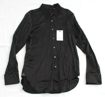 $298 NUEVA BLUSA Camisa Robert Graham GABRIELA Para Mujer PEQUEÑA S Negra Seda Viscosa Foto 1 de 4