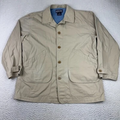 Chaqueta Lands End Para Hombre Grande Botón Frontal Tareas Campo Granero Abrigo Ligero Beige Foto 1 de 4